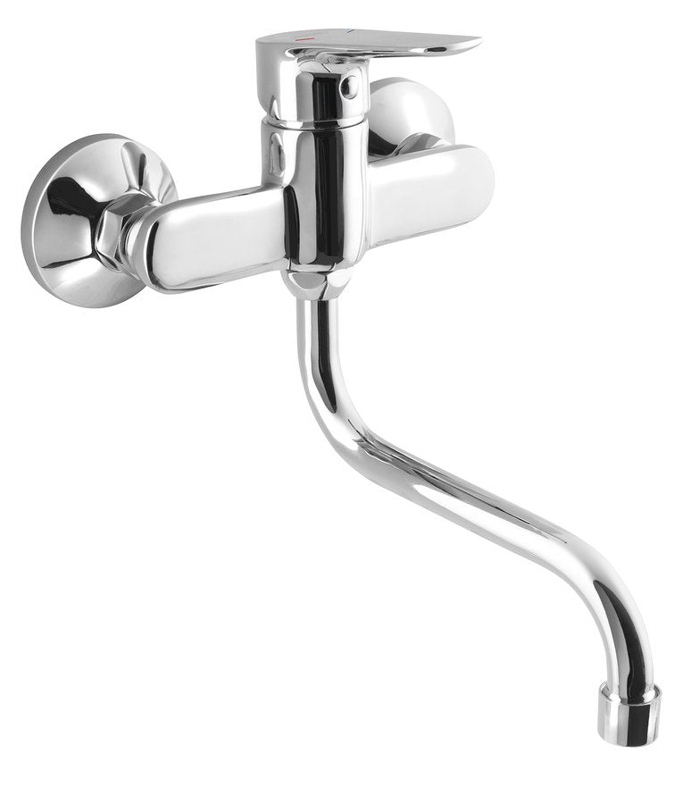 Aqualine LOTTA muurkraan met S uitloop 17 cm chroom