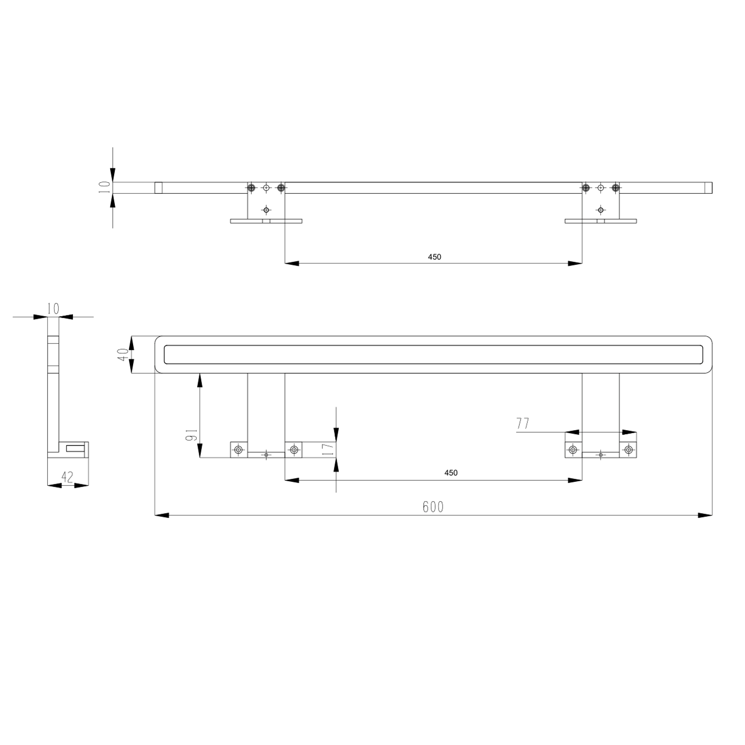 Miraka LED Badkamerlamp 9 w 230 v IP44 Aluminium Chroom - Technische Tekening