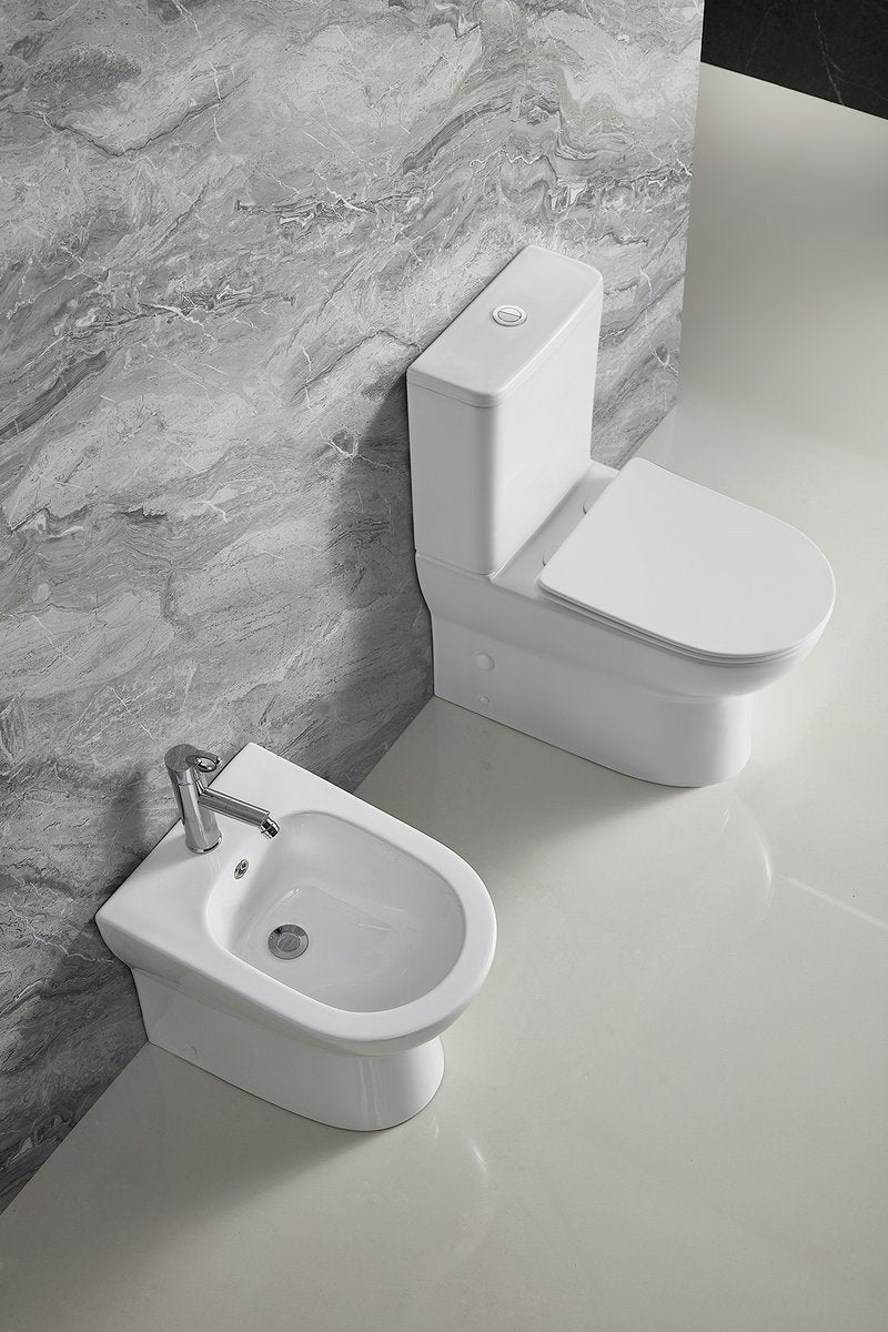 Rimless Duoblok Toilet Jalta Wit AO Uitgang / PK Uitgang