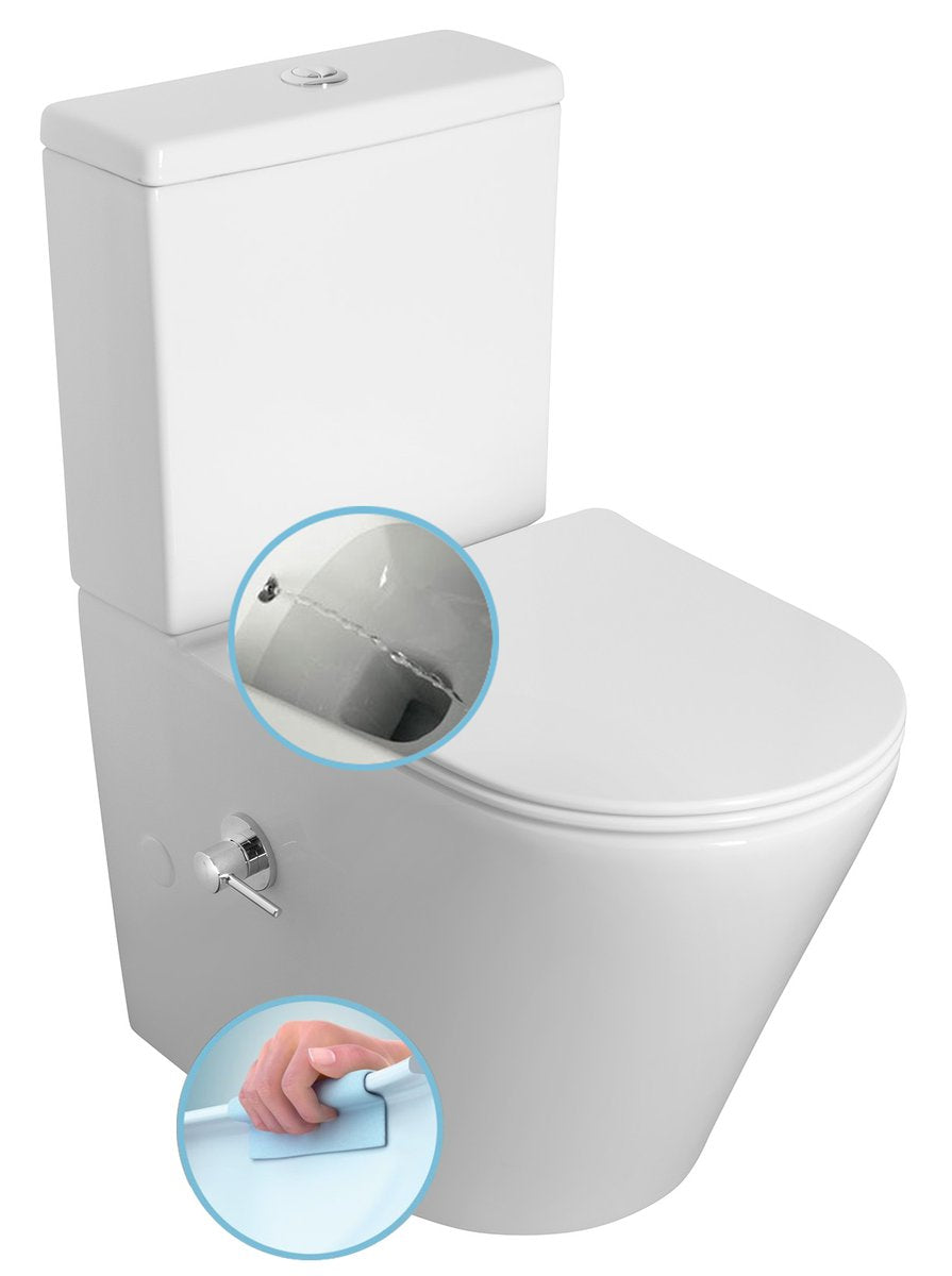 Paco Staand Toiletpot Met Bidetdouche 38,0x61,0 cm Keramiek Wit