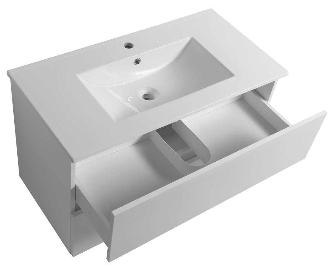 Badmeubel 100x46x55 Aqualine Paneda Wit