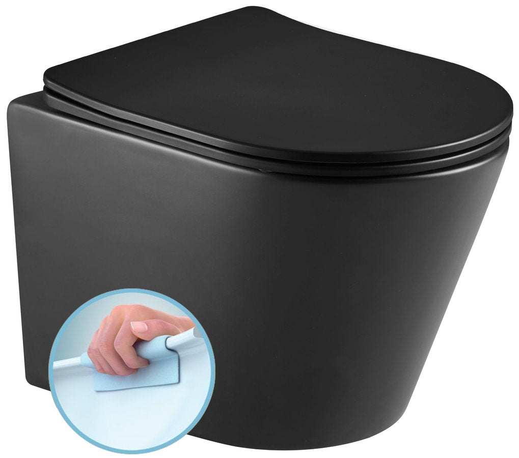Wandtoilet Paco 36X53Cm Mat Zwart Randloos