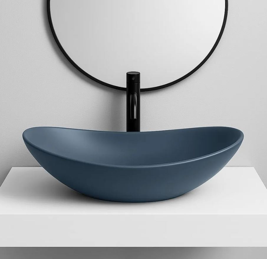 Opzetwastafel Rea Royal Ovaal Keramiek Blauw