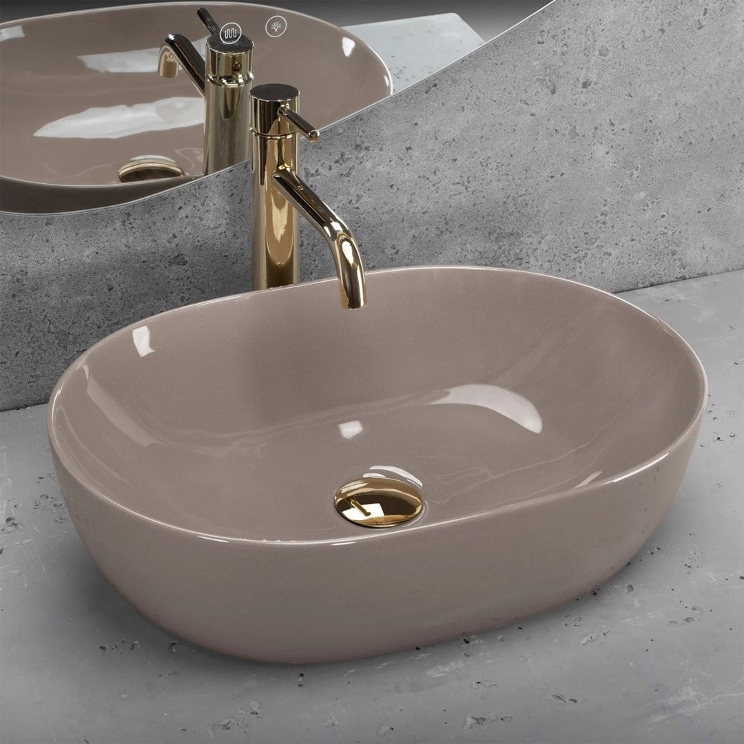 Opzetwastafel Rea Lisa Ovaal Keramiek Beige