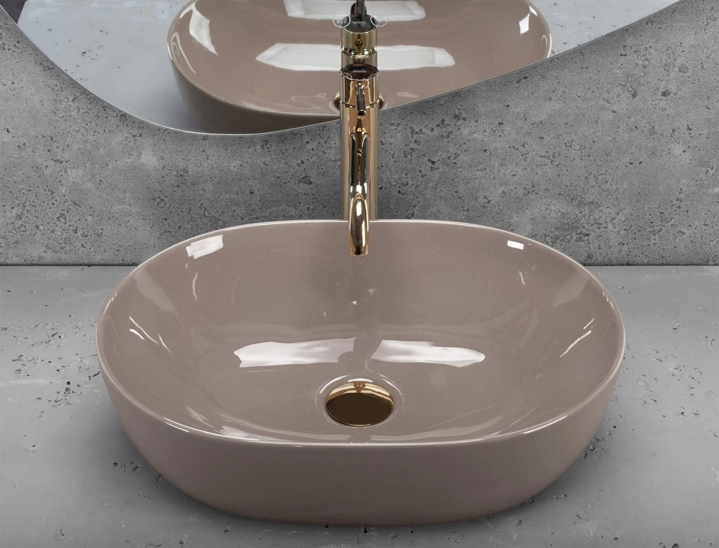 Opzetwastafel Rea Lisa Ovaal Keramiek Beige