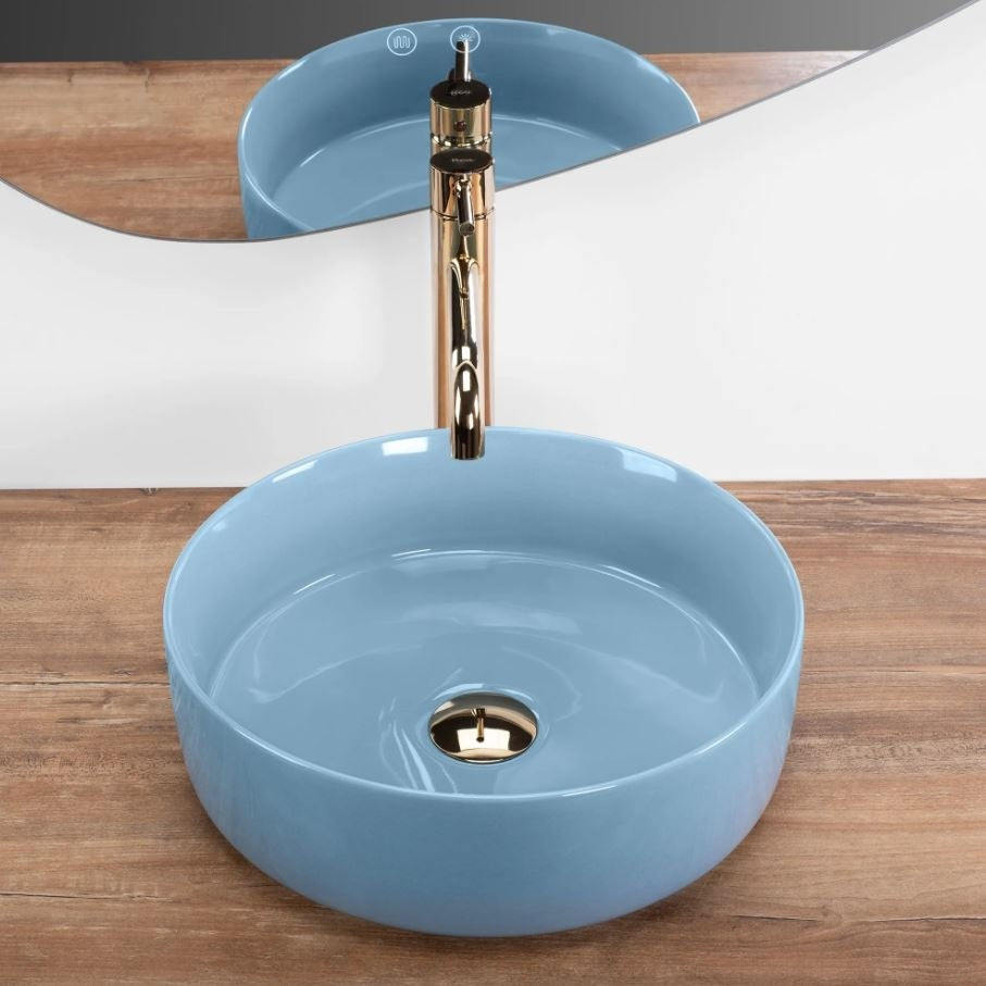 Opzetwastafel Rea Sami Rond Keramiek Blauw