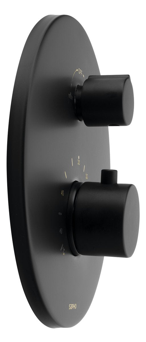 Sapho Thermostatische inbouwdouchekraan met inbouwbox 2-weg Mat Zwart