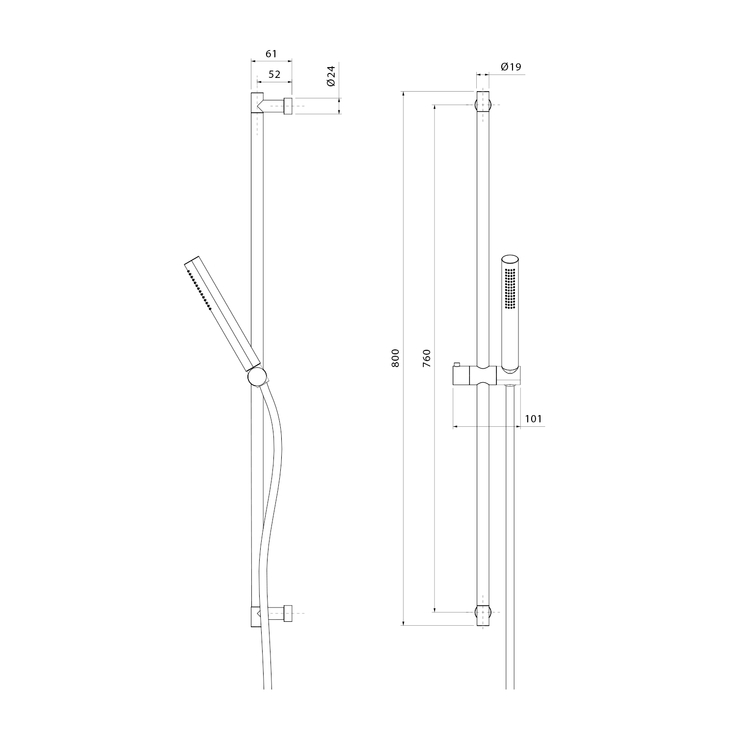 Sapho Glijstang met Handdoucheset 80 cm Mat Goud