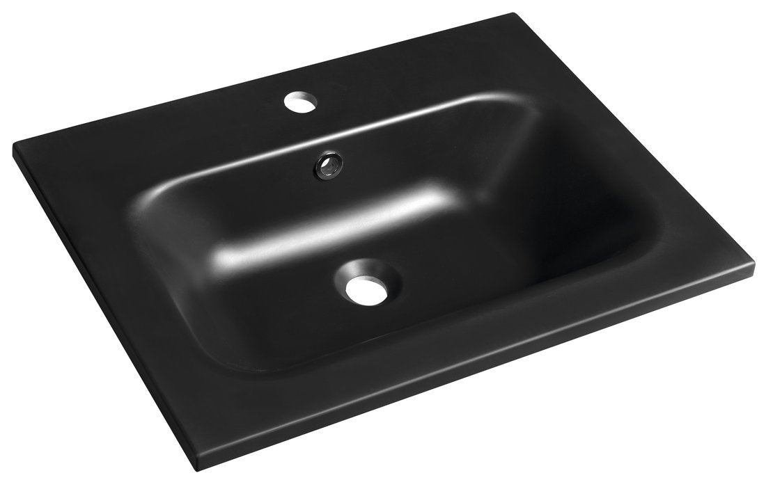 Sidra Cast Marble Wastafel 60x46 cm Zwart Mat