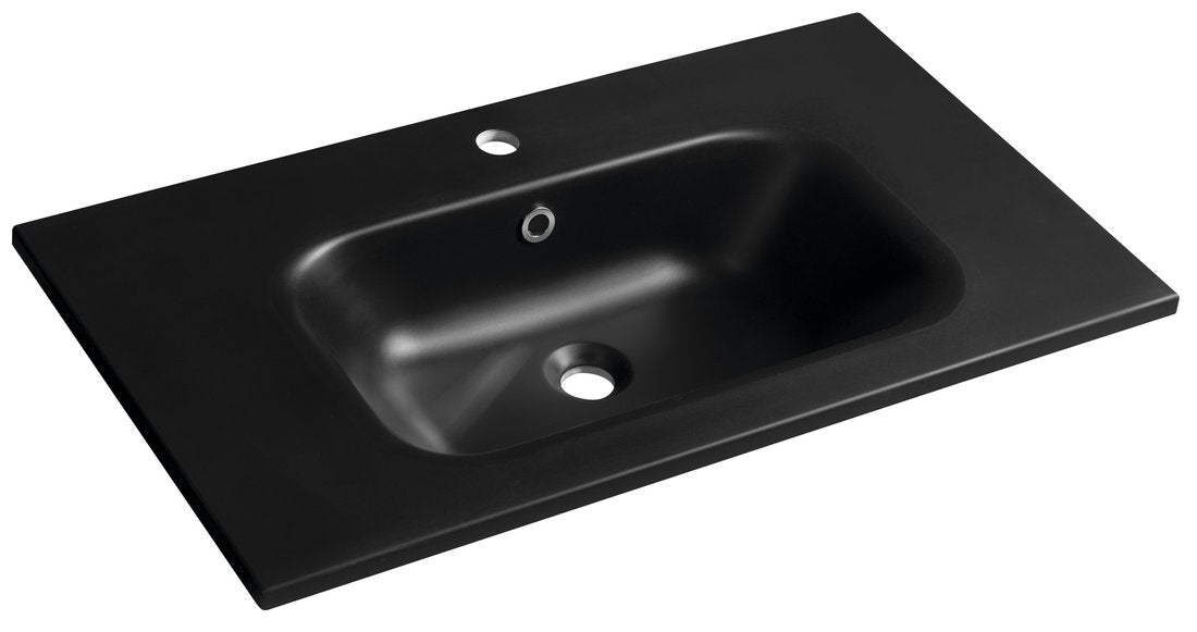 Sidra Cast Marble Wastafel 80x46 cm Zwart Mat