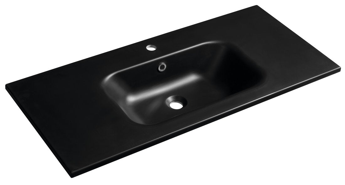 Sidra Cast Marble Wastafel 100x46 cm Zwart Mat