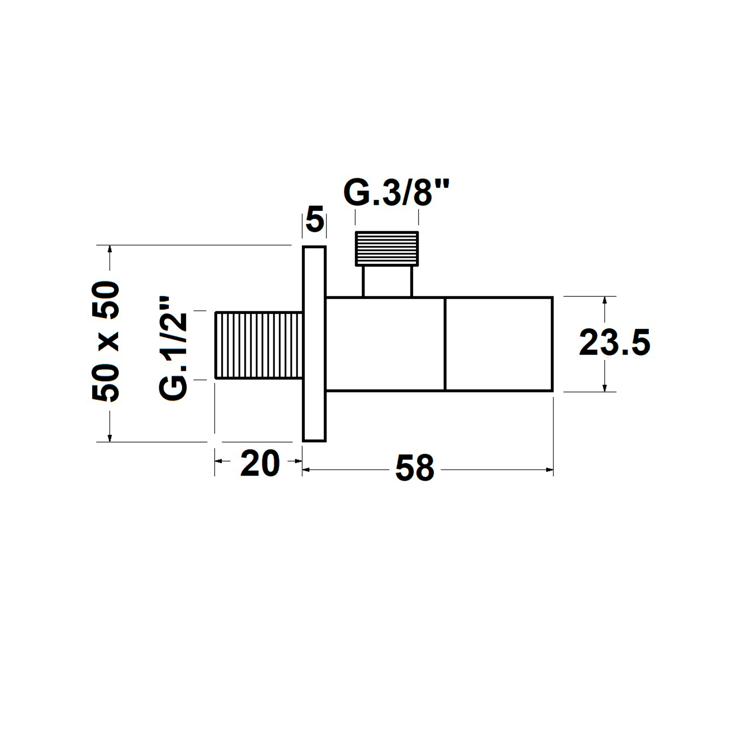 Sapho Hoekstopkraan Vierkant 1/2 X 3/8 Chroom - afbeelding 2