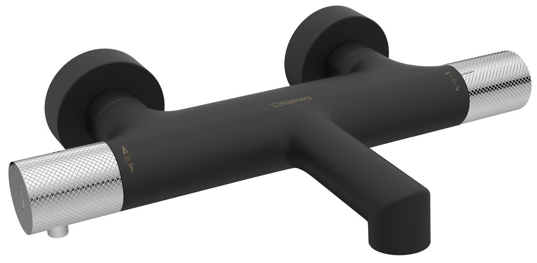 Sapho Solaris Wand badmengkraan (Mat Zwart / Chroom)
