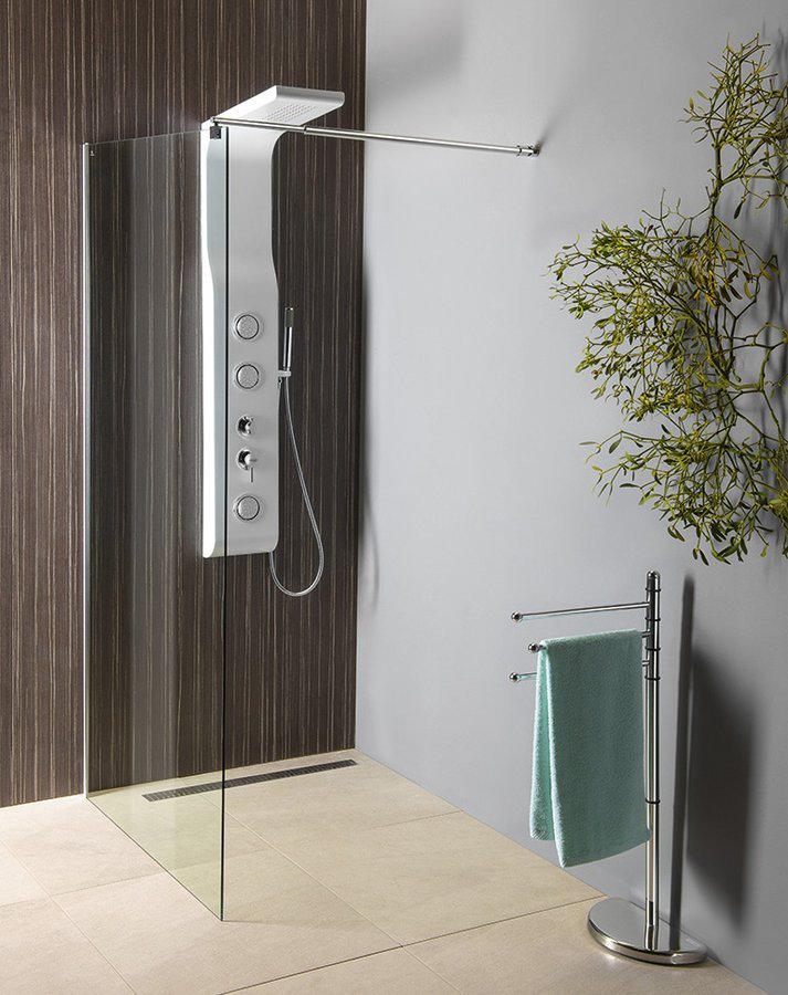 Aqualine Inloopdouche Douchewand Met Stabilisatiestang 120x190 Cm