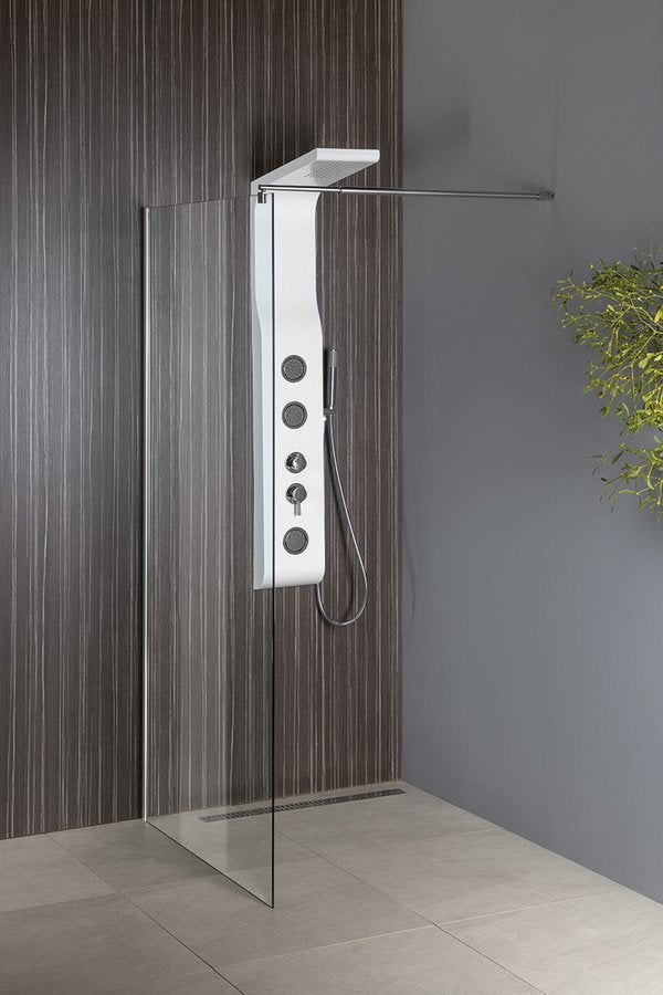 Aqualine Inloopdouche Douchewand Met Stabilisatiestang 120x190 Cm - Helder Glas