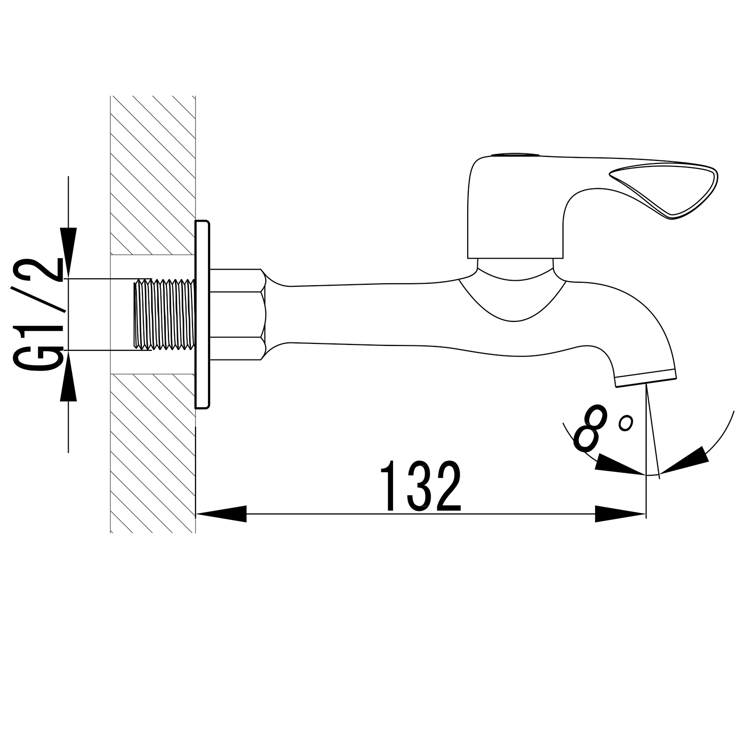 Aqualine Wandgemonteerde Fonteinkraan 1/2"Chroom