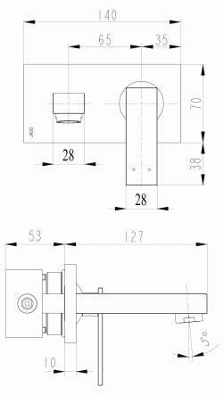 Inbouw wastafel mengkraan Jado Cubic met eenhendel bediening