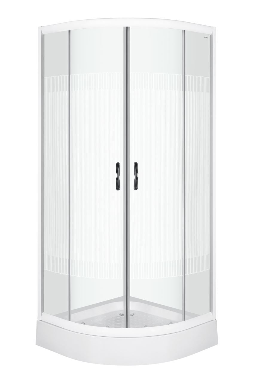Douchecabine XENIA kwartrond 90x90x195 + douchebak en decor