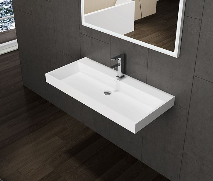 Wastafelblad 80x47cm Solid Surface tbv. Luzi bad meubelen (ook vrij ophangbaar)