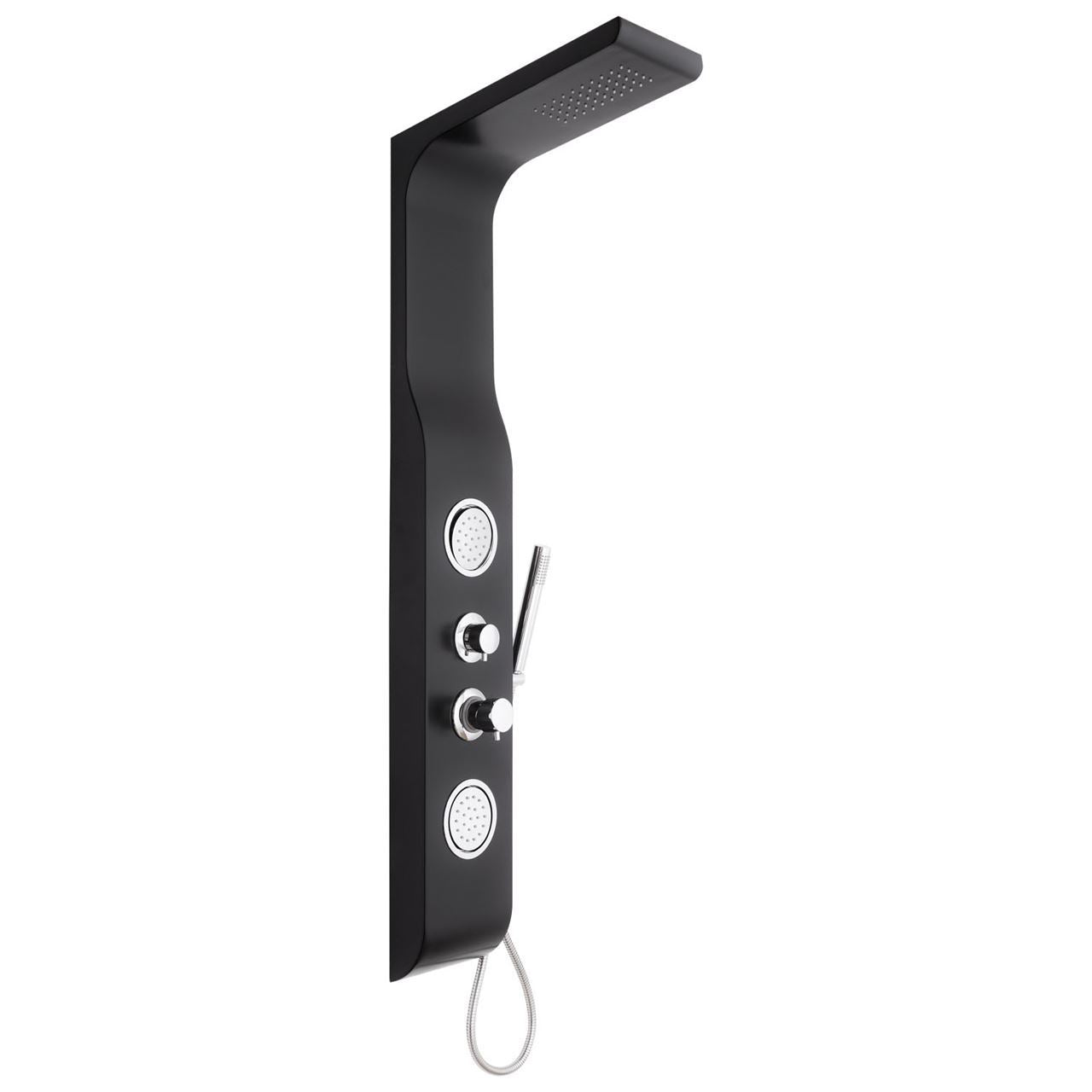 Douchepaneel Kerra Axel 140x21cm zwart met massagedouches