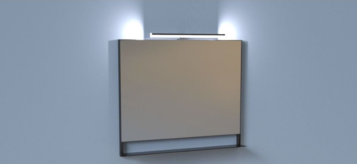 Badkamerspiegel met planchet Luzi Reflect 120x80 mat zwart
