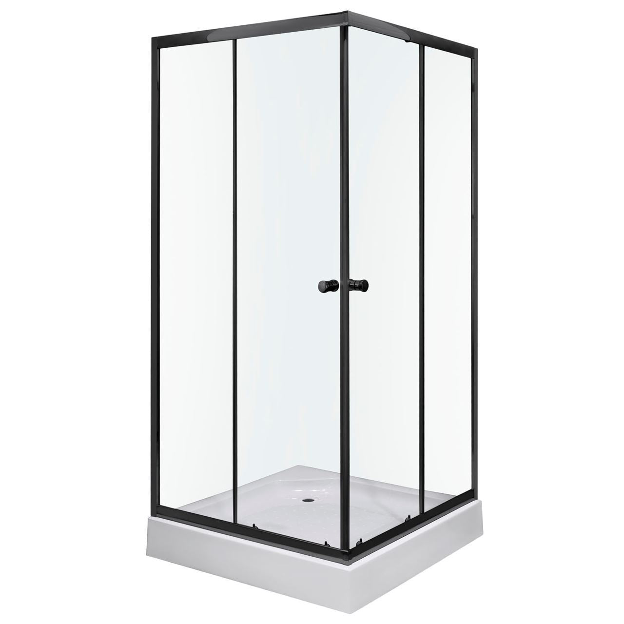Douchecabine 80x80x195 vierkant met douchebak Olga zwart