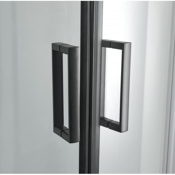 Douchecabine 90x90 met vaste wand Sanotechnik Elite mat zwart