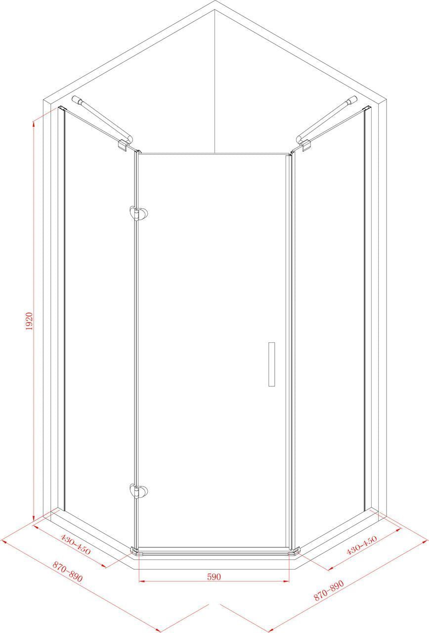 Luzi Cinq vijfhoek douchecabine 90x90x192