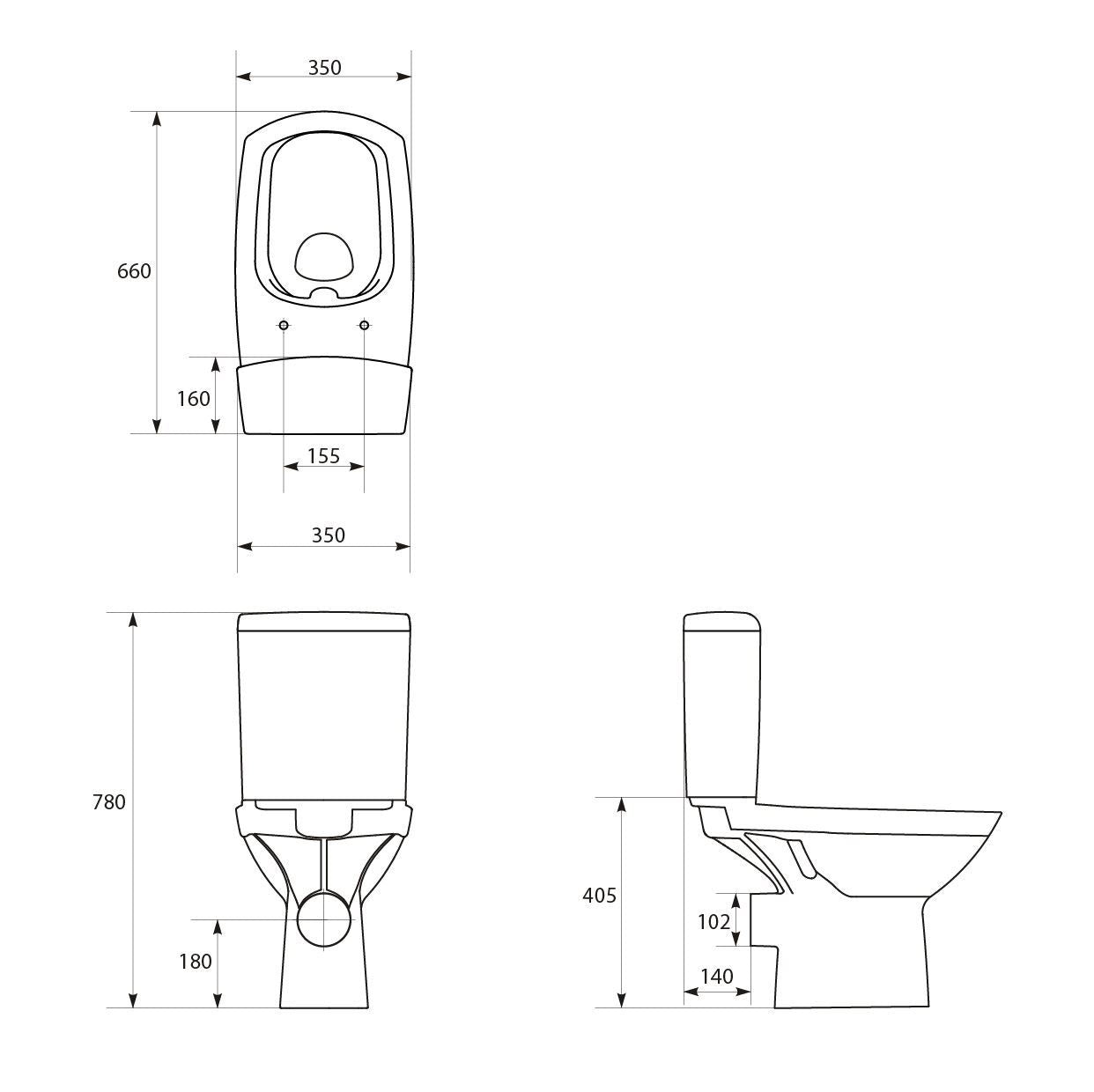 Duoblok Staand Toilet Rimfree Cersanit Carina Compact