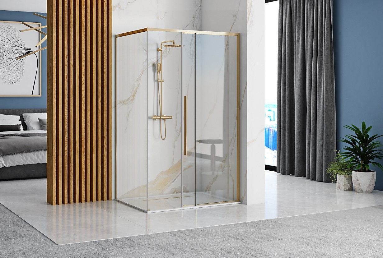 Douchecabine met schuifdeur 120x90 rechthoek Solar Goud