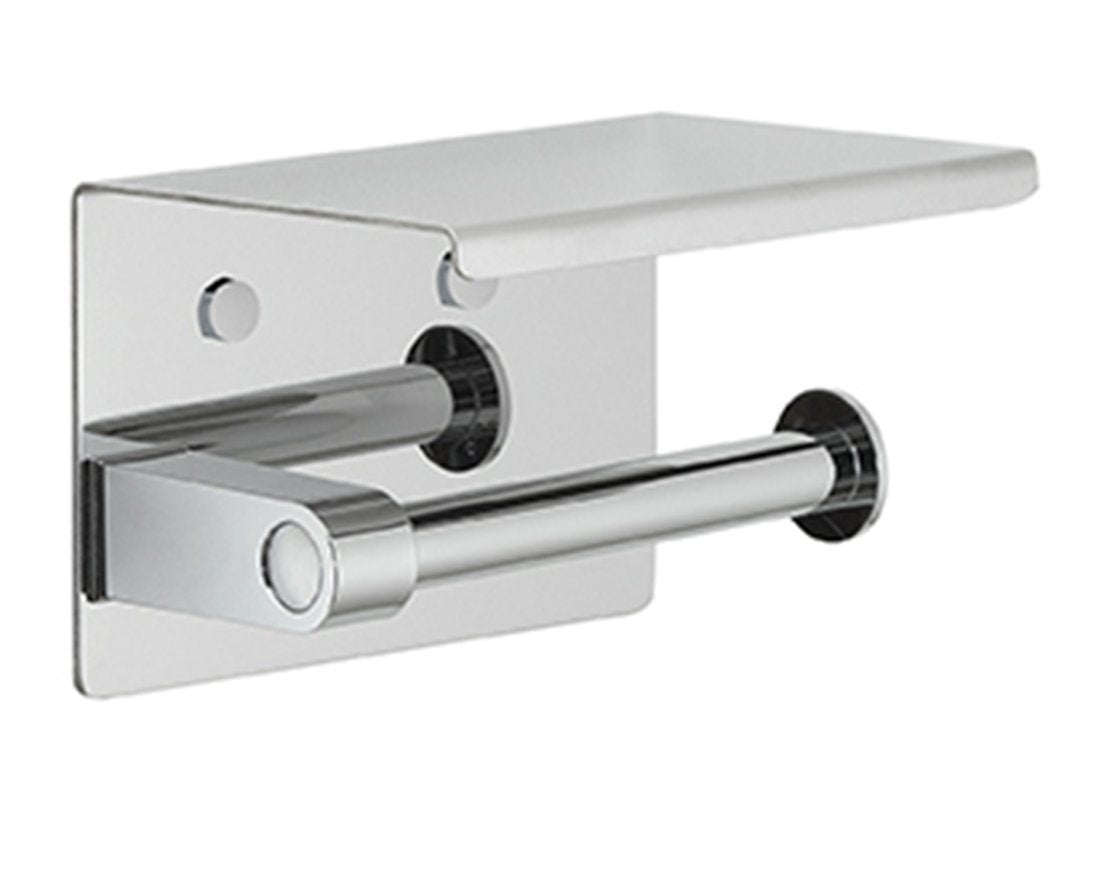 Toiletrolhouder RVS chroom met aflegvlak