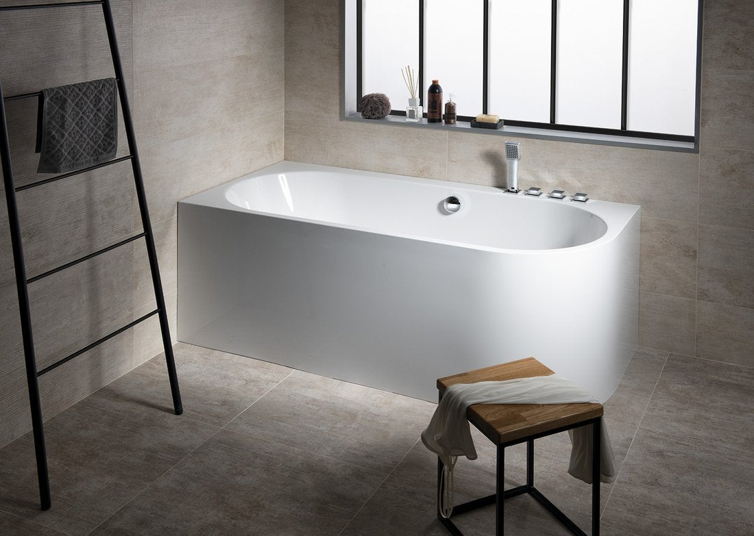 Ligbad 160x75x60 Hoek Montage Astra Monolith Wit Asymmetrisch