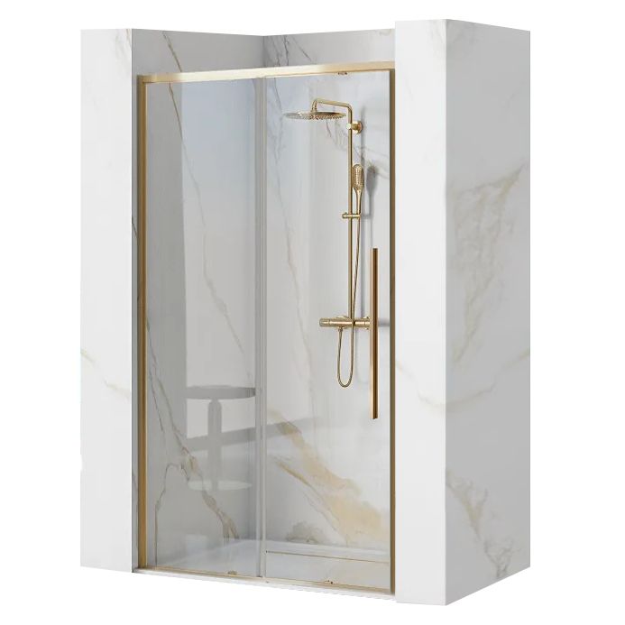 Schuifbare douchedeur Solar goud 6mm veiligheidsglas antikalk