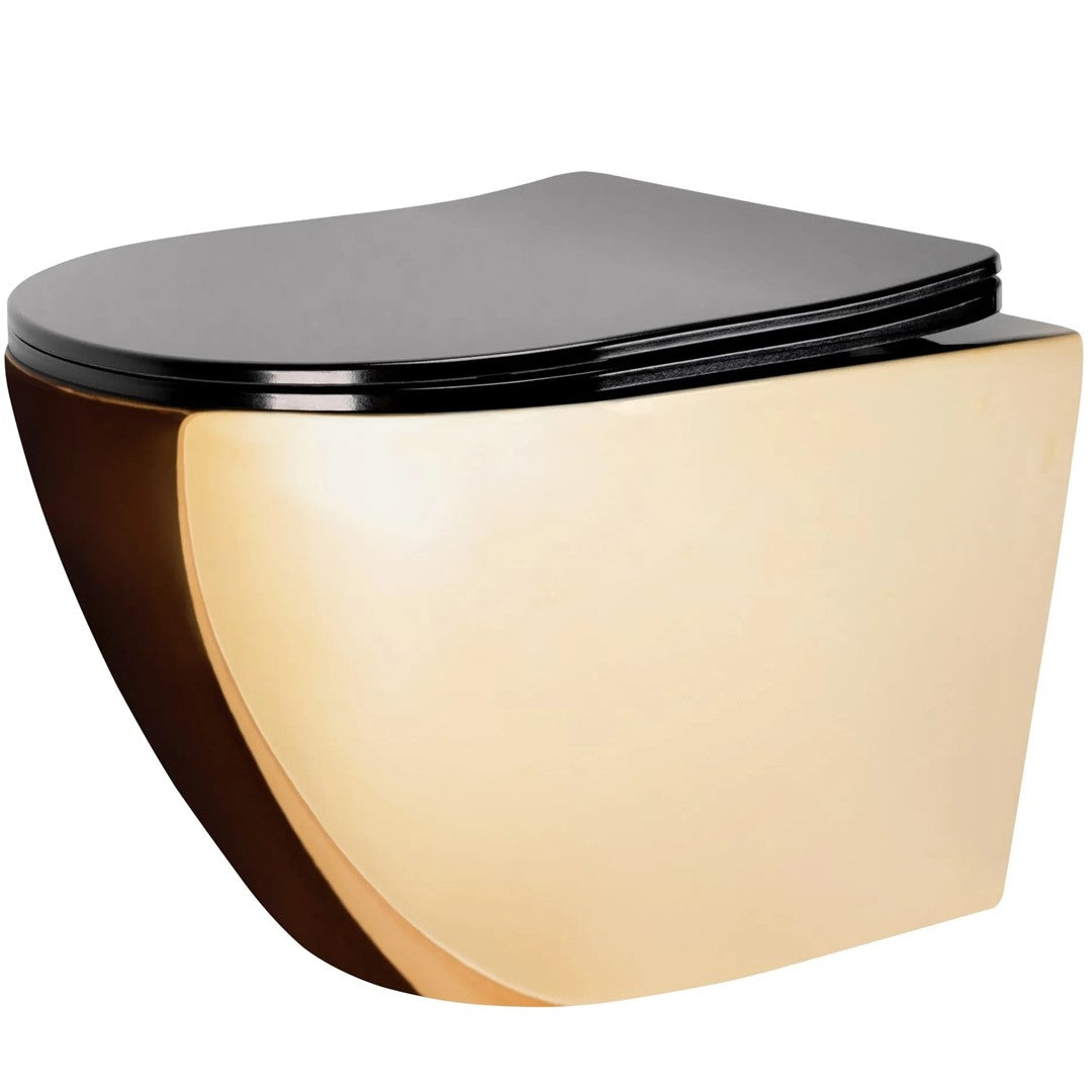 Verkort Rimless Toilet Goud Zwart Rea Carlo