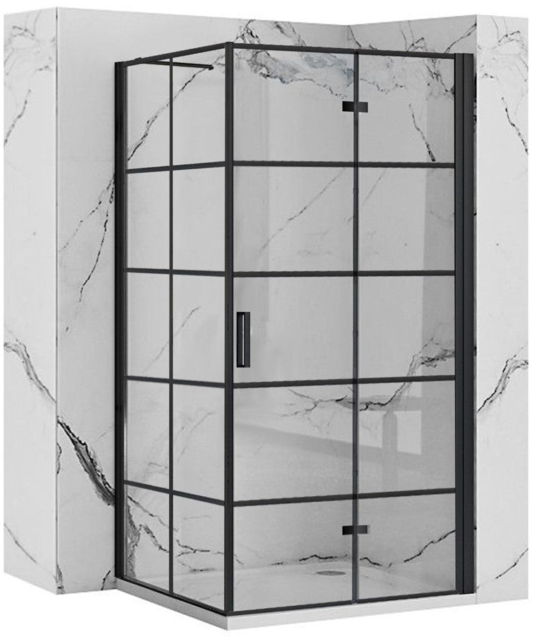 Douchecabine 90x90 mat zwart met vouwdeur Rea Molier