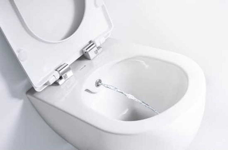 Randloos toilet met RVS sproeier, Freedom bidet WC
