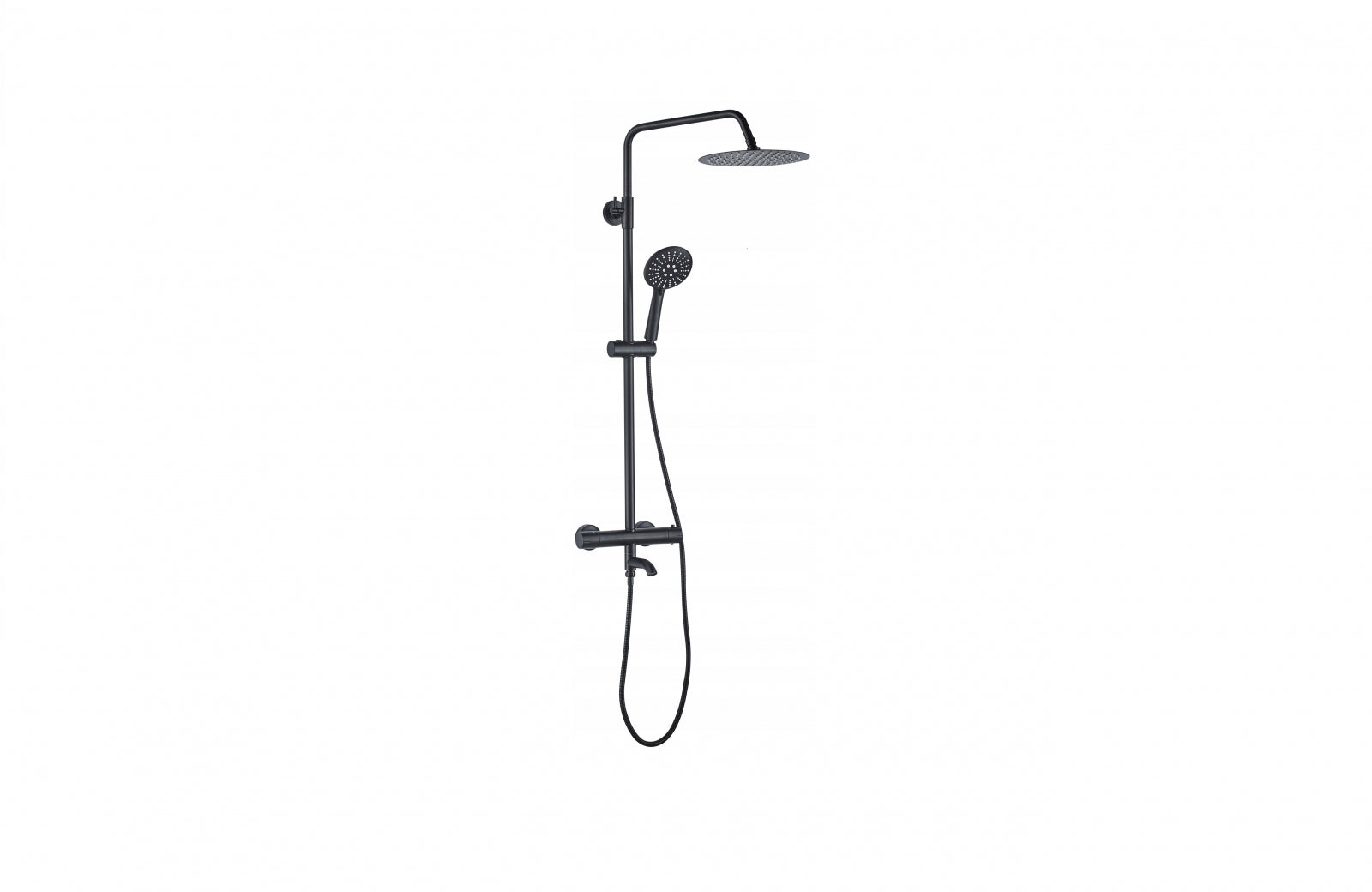 Doucheset Mat Zwart met Thermostatische Douchekraan Lungo