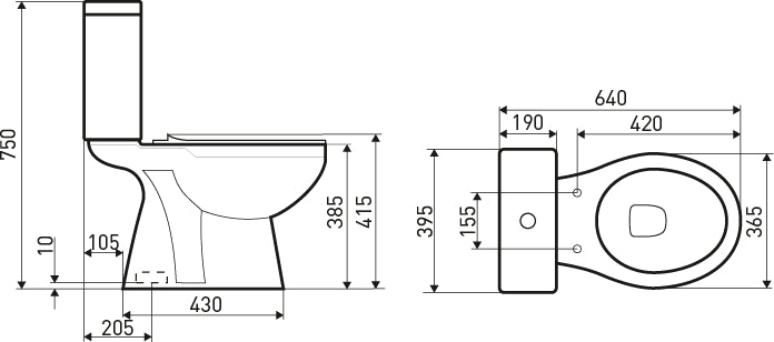 Staande Toiletpot Duoblok Pion Incl. Reservoir