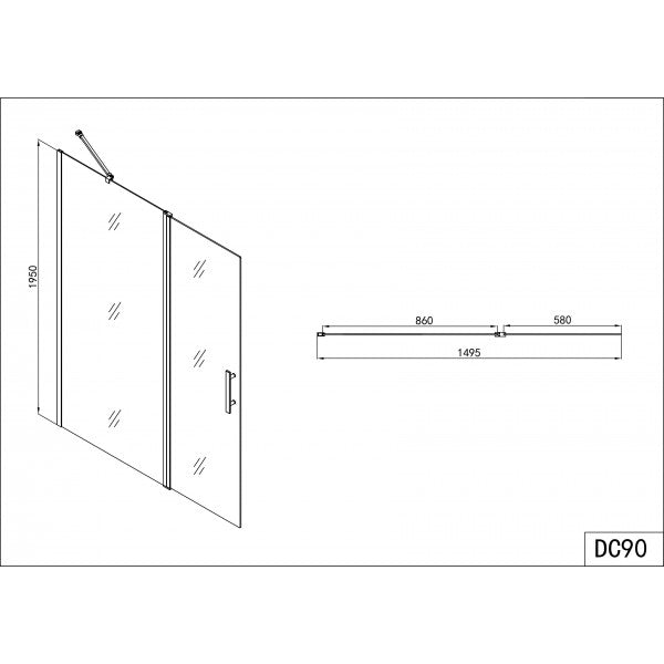 Inloopdouche douchewand met draaideur 160x195cm Sanotechnik Elegance
