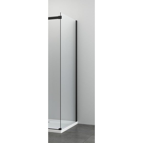 Zijwand 90x195 met mat zwart profiel tbv Sanotechnik Rollo