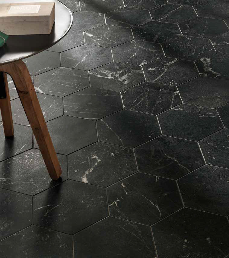 Tegel Hexagon Roma Grafite mat 21,6x25