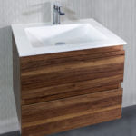 Badkamermeubelset Wastafelkast Sally 120 x 45 greeploos 2 laden softclose Garda Hout incl. wastafel