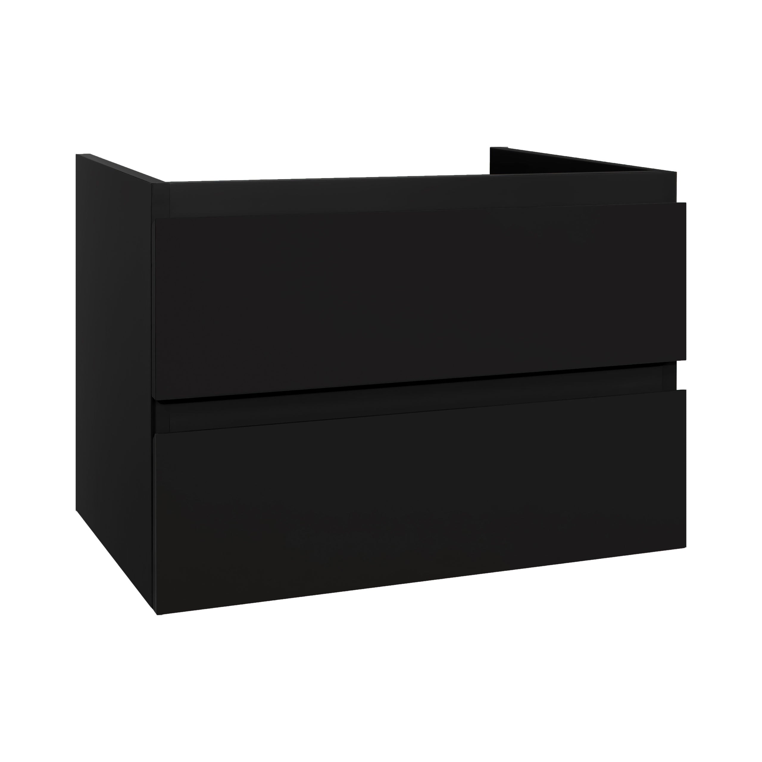 Badmeubel Onderkast met wastafel 80 x 45 greeploos 2 laden softclose Mat zwart