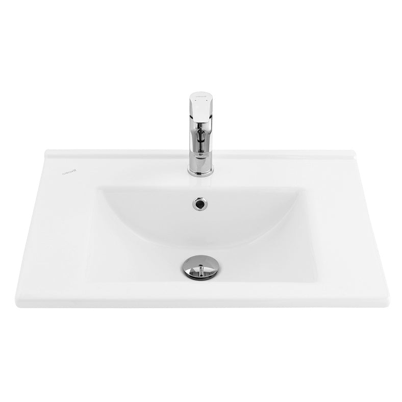 Keramische wastafel wit 60x45cm met kraangat Aloni