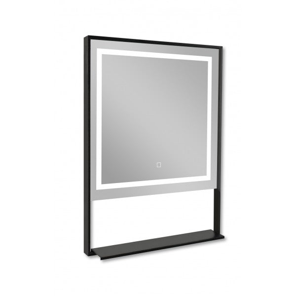 Badkamer LED spiegel 60x80 SOHO black mat zwart met planchet