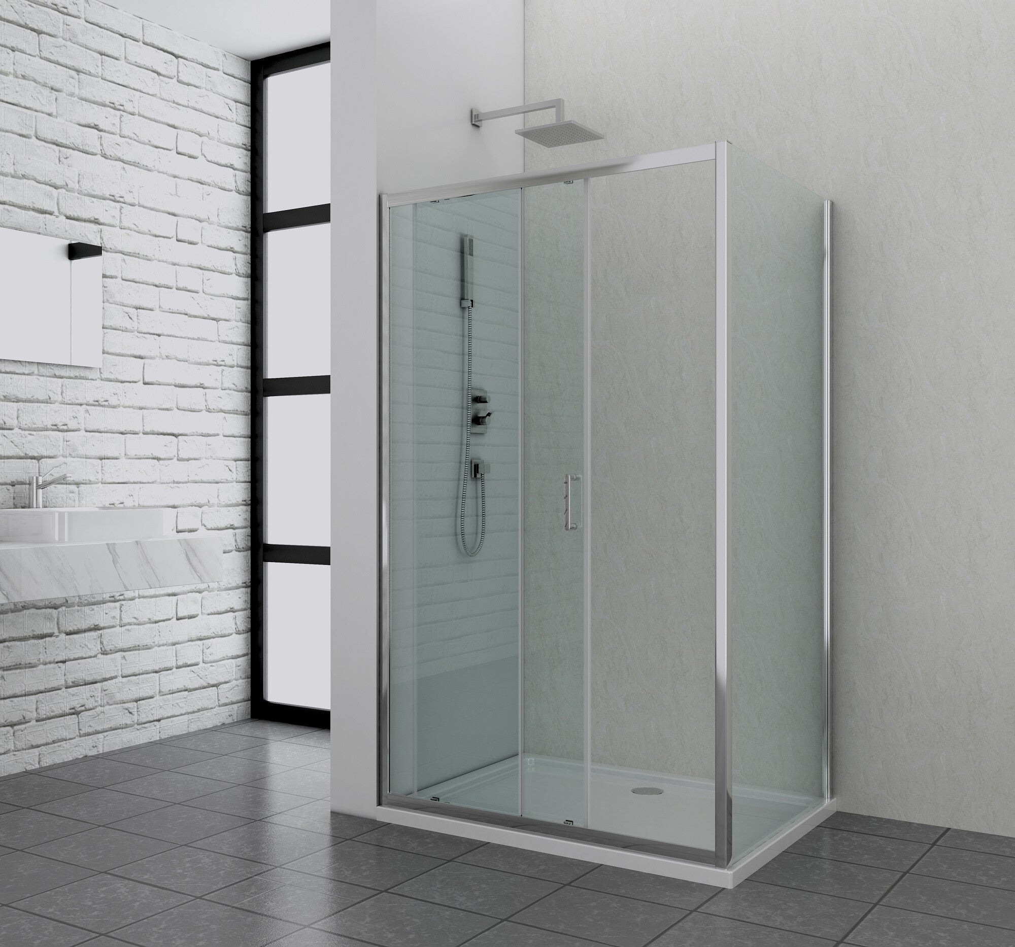Douchecabine softclose schuifdeur 120x80cm Elite Chroom antikalk