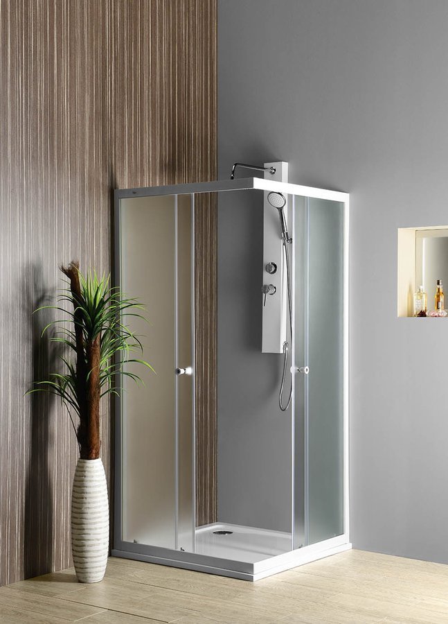 ALAIN Vierkante Douchecabine mat glas BRICK wit profiel