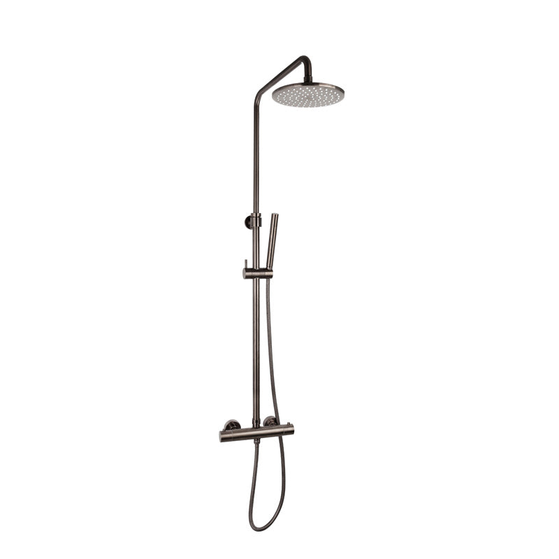 Opbouw Doucheset Gun Metal met Douchethermostaat Luzi Rond