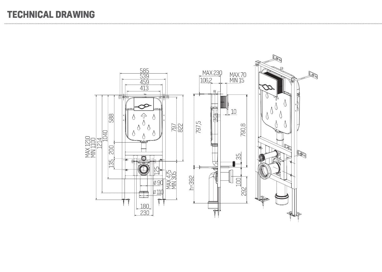 Toilet inbouwreservoir Creavit 3-6L inbouwelement