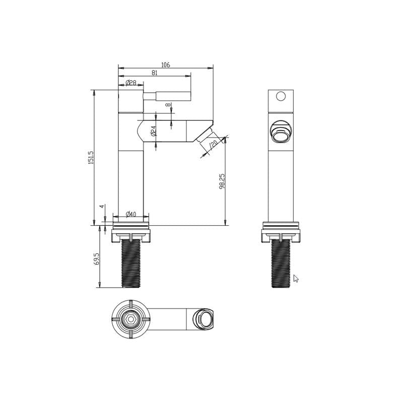 Fonteinkraan Luzi Rond RVS